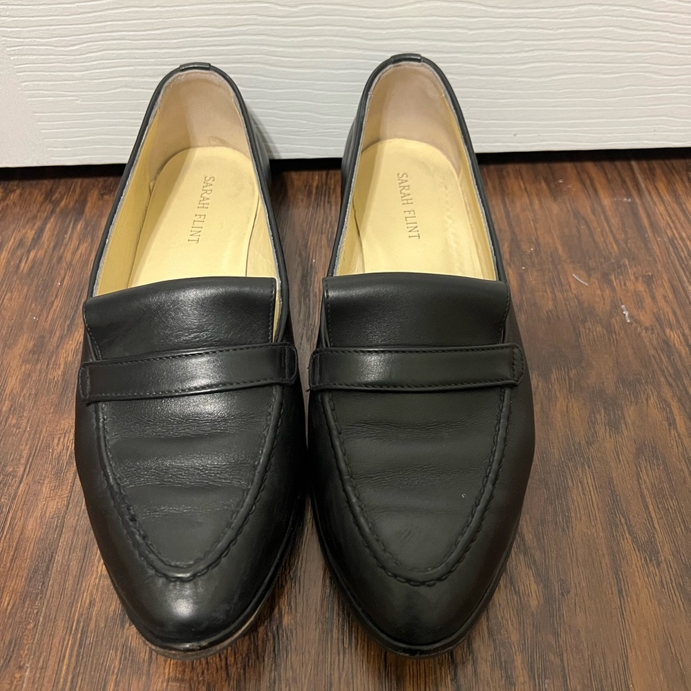 Sarah Flint Classic Black Leather Slip-Ons